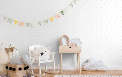 White Embossed Wallpaper – Nursery Brightness (8926-1)